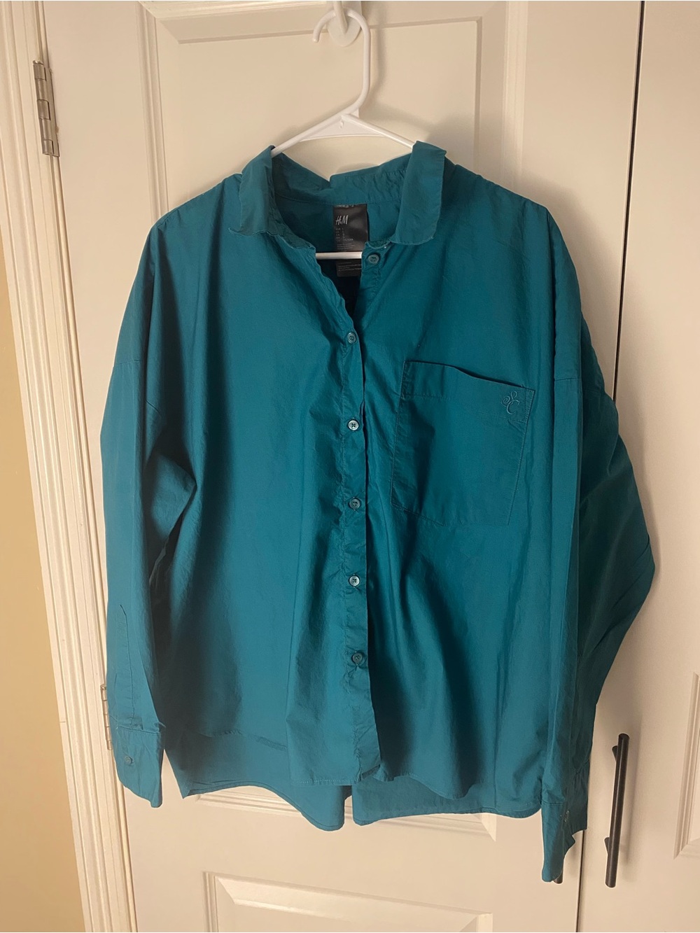 H&M Teal Casual Button-Down Shirt